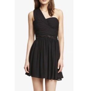 Express Black One Shoulder Chiffon Dress